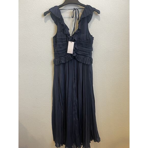 Cinq a Sept Womens Calloway Ruffled Midi Dress 4 Navy - NWT $595 - Picture 5 of 10
